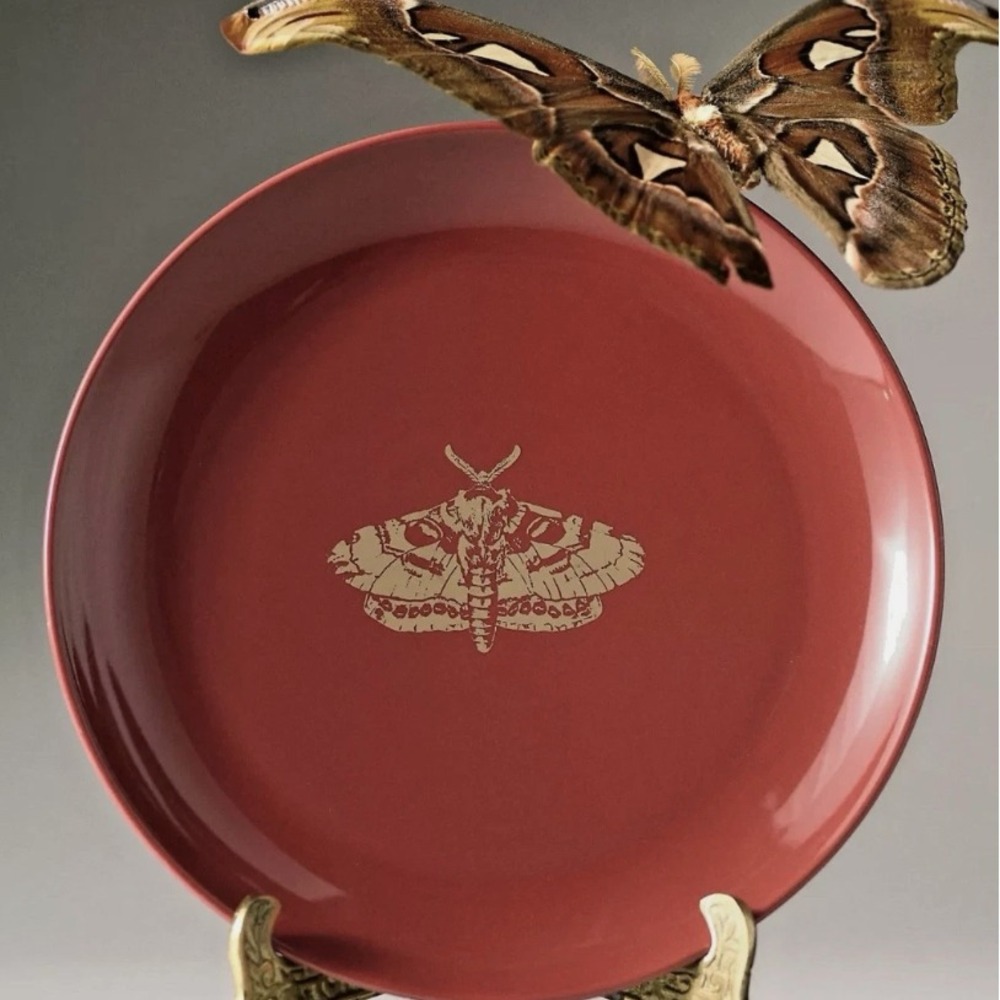 Anthropologie 8.25" Catherine Martin Midnight Creatures MOTH Dessert Plate NEW